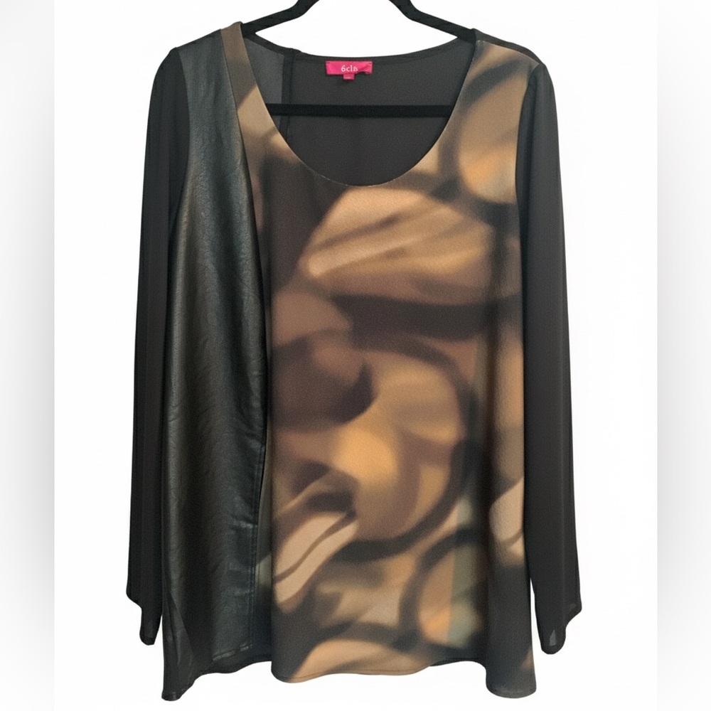 ECLA Black and Brown Tunic Top - Size Large